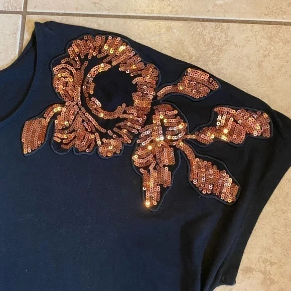 Roamans Sequined Shoulder Shirt Size 18/20 - Picture 4 of 6